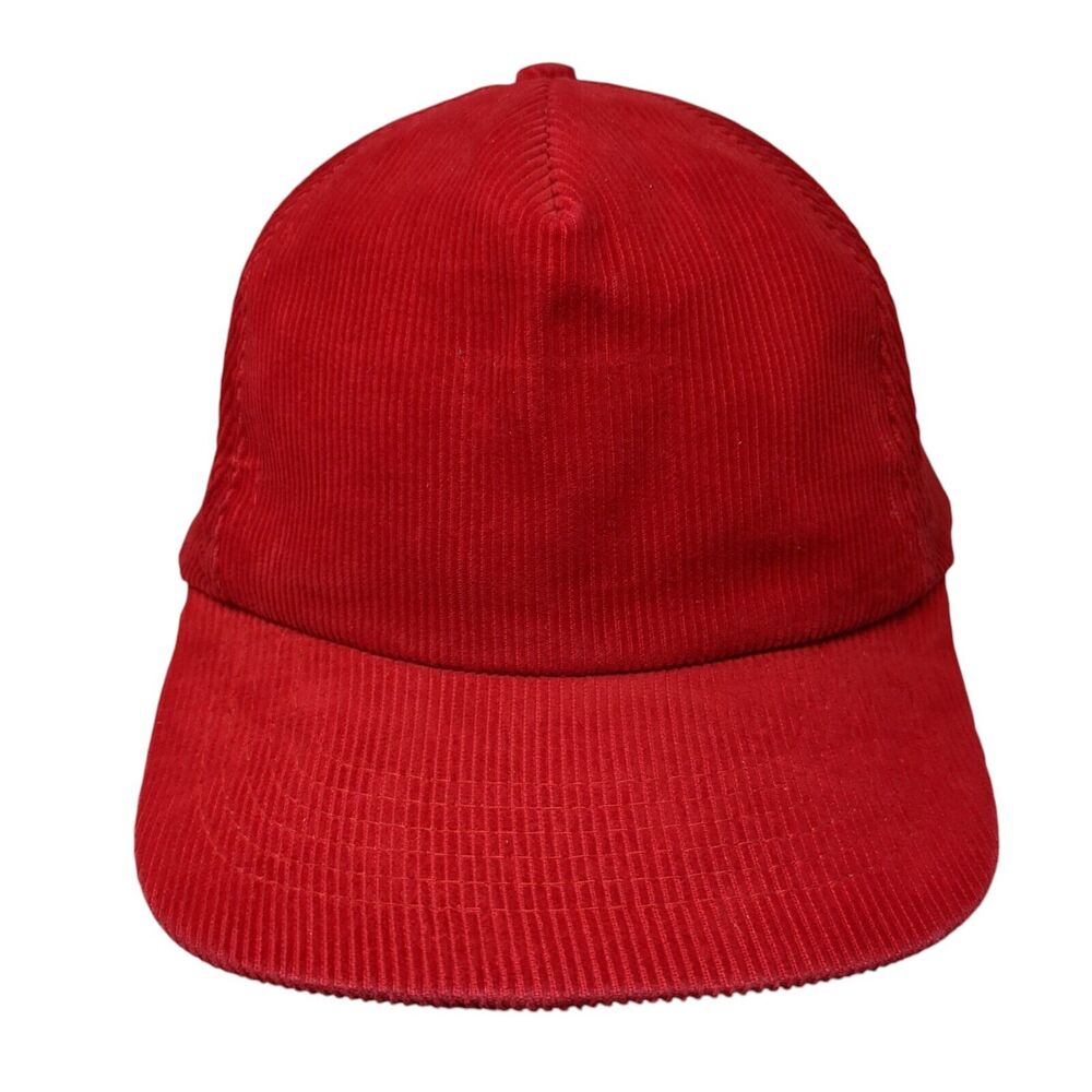 Re Play Snapback Hat Red One Size Adjustable Solid Corduroy Blank